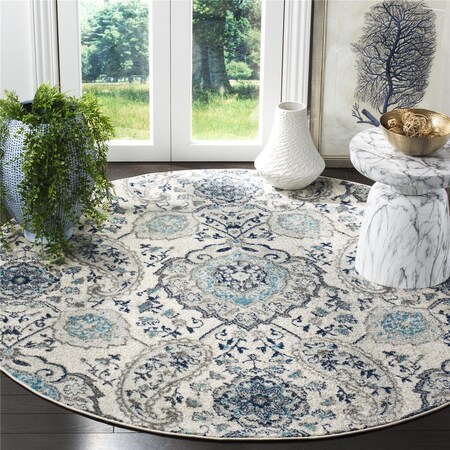Safavieh Madison Round Area Rug; Cream & Light Grey - 6 ft.-7 in. x 6 ft.-7 in. MAD600C-7R